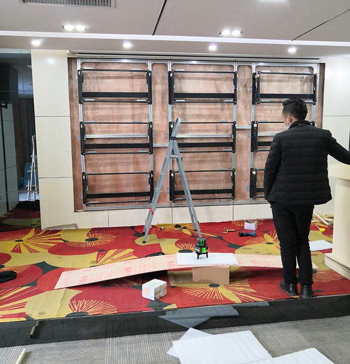 鄂州液晶拼接屏液壓前維護支架的工作原理